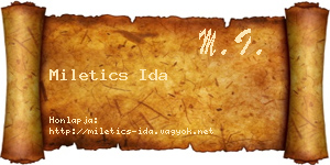 Miletics Ida névjegykártya